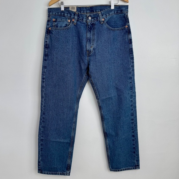 NWT - Men's LEVI's 505™ Regular Straight Leg Blue Jeans W 36 L 30 - Picture 4 of 12